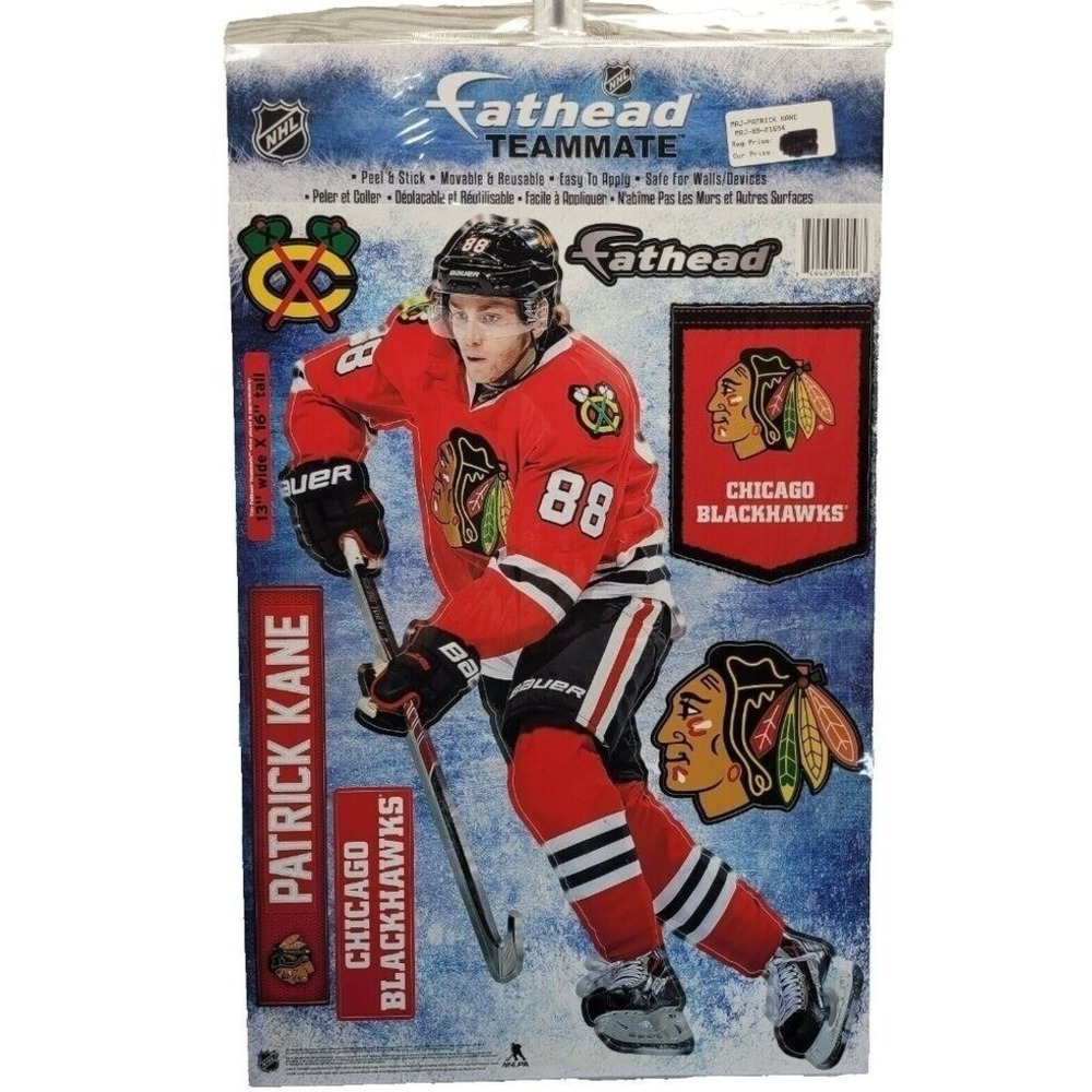 Fathead NHL Chicago Blackhawks Patrick Kane Teammate Wall Decal Red 13x16 NEW‎